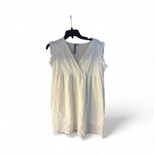 Charlie Charlie Charlotte White Pointelle Empire Waist Short Sleeve Mini Dress